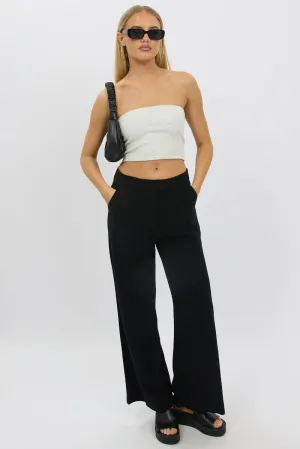 Black Wide Leg Pants Mid Rise