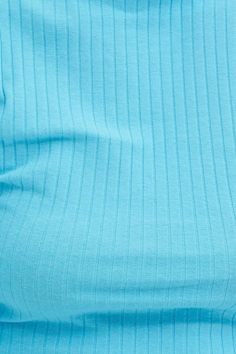Blue Crop Top Long Sleeve