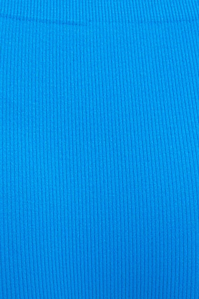 Blue Seamless Rib Bike Short
