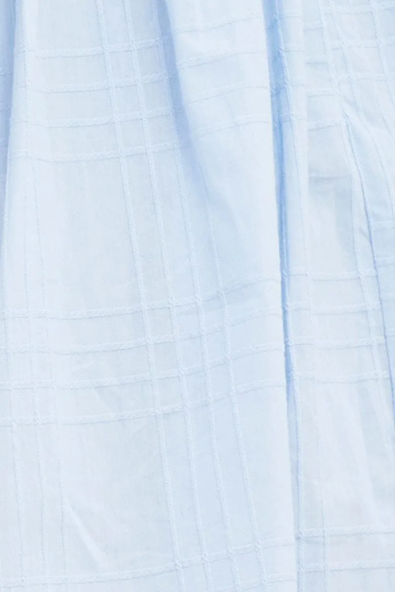 Blue Square Neck Skater Dress