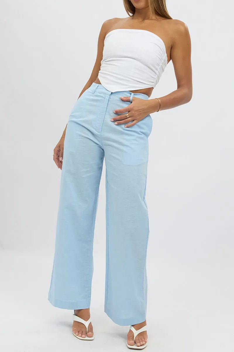 Blue Tailored Pants Wide Leg