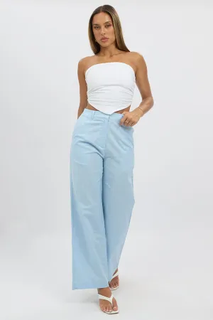 Blue Tailored Pants Wide Leg