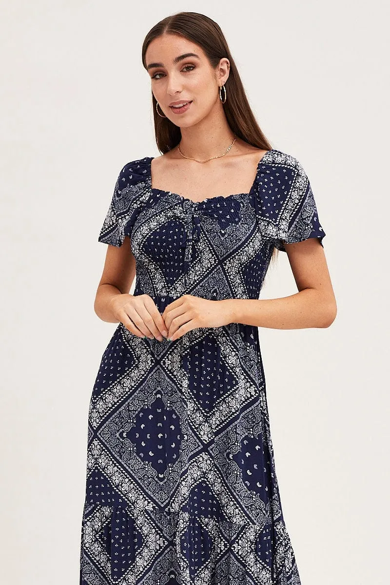 Boho Print Midi Dress