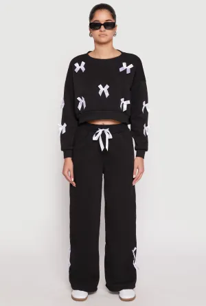 Bow Detail Wide Leg Sweatpants