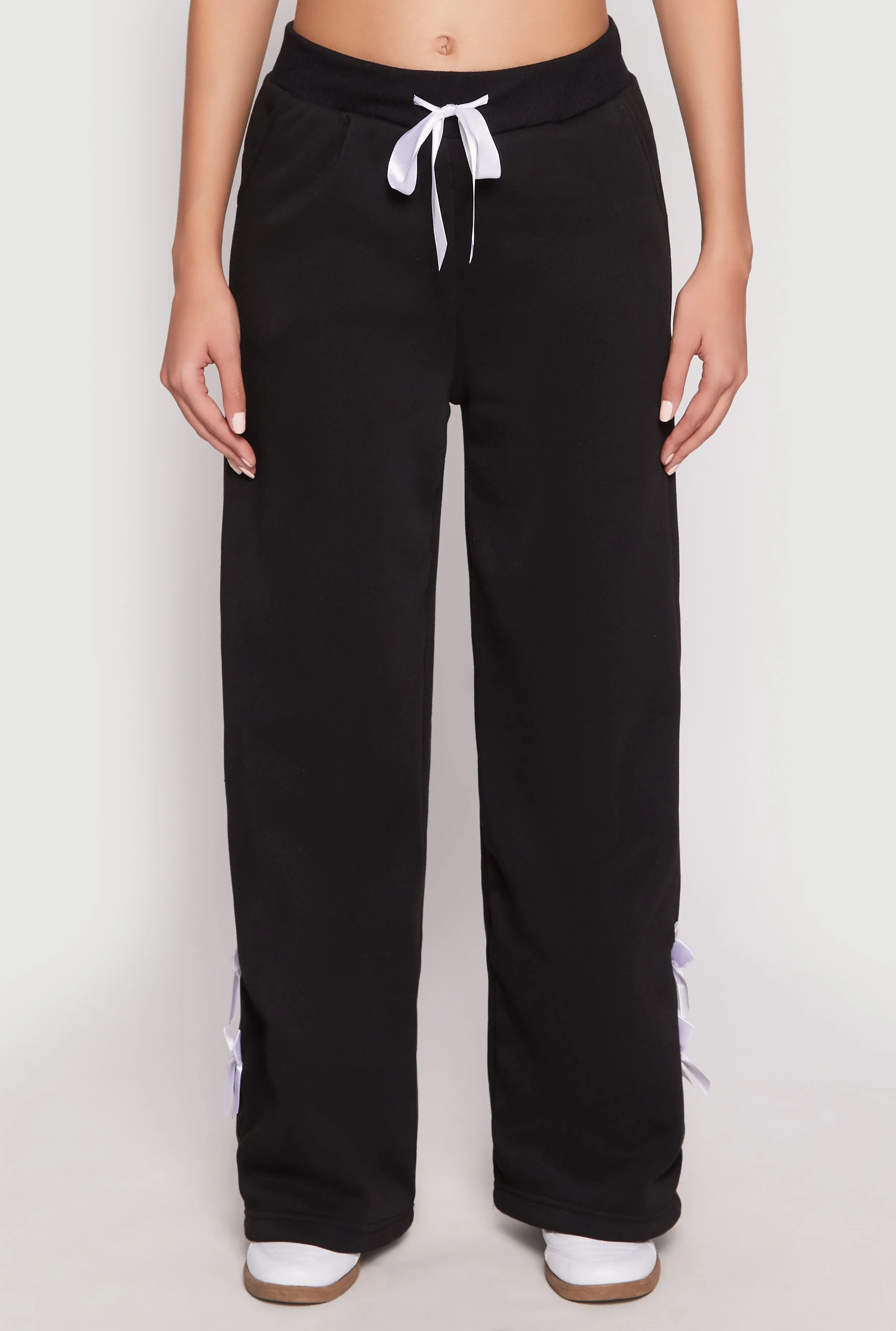 Bow Detail Wide Leg Sweatpants