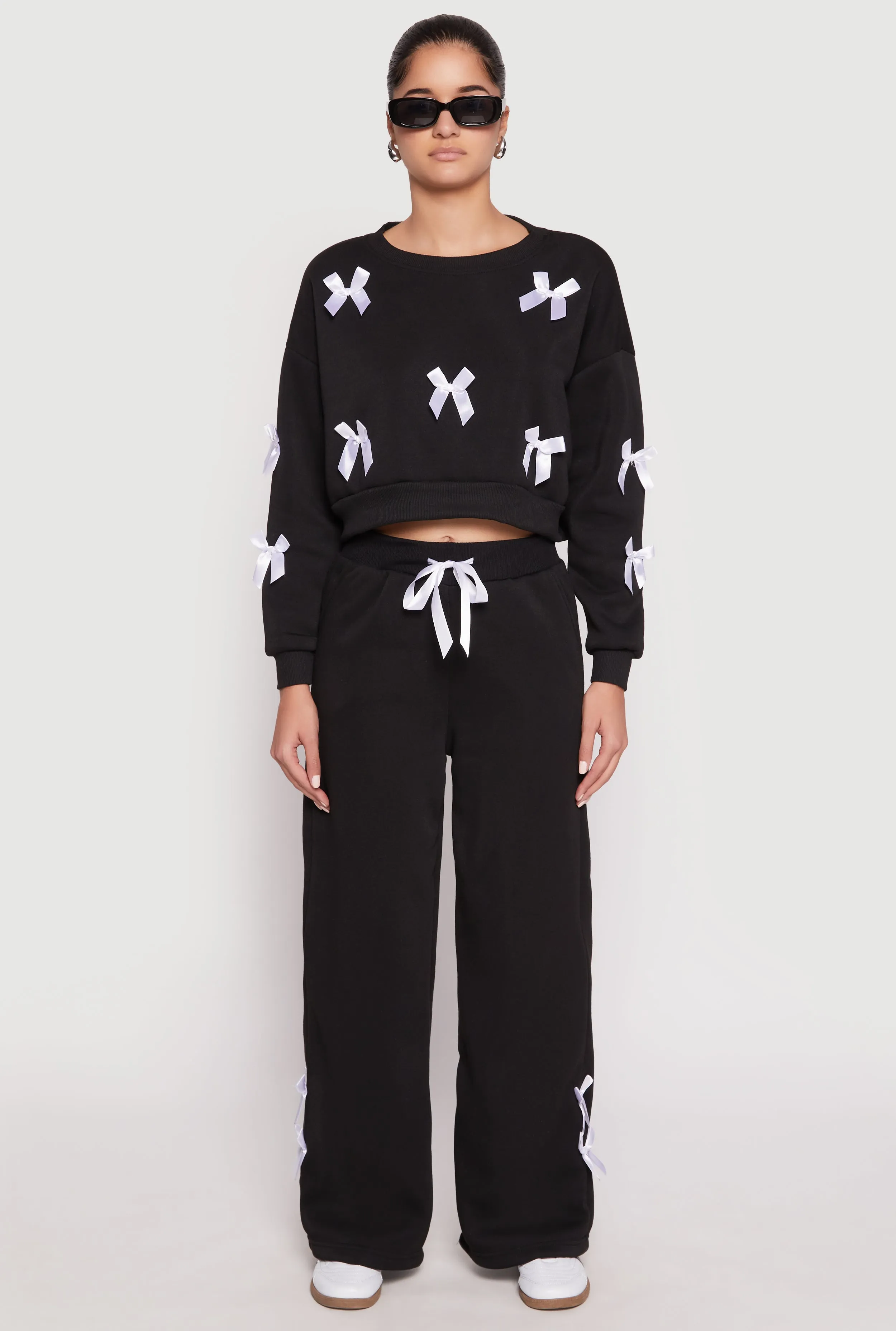 Bow Detail Wide Leg Sweatpants