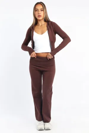 Brown Wide Leg Pants Knit