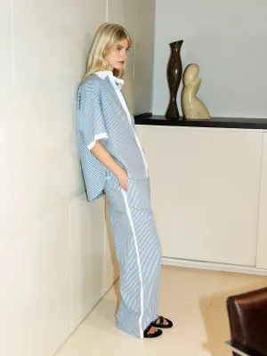 Cambria Cotton Striped Wide Leg Trousers