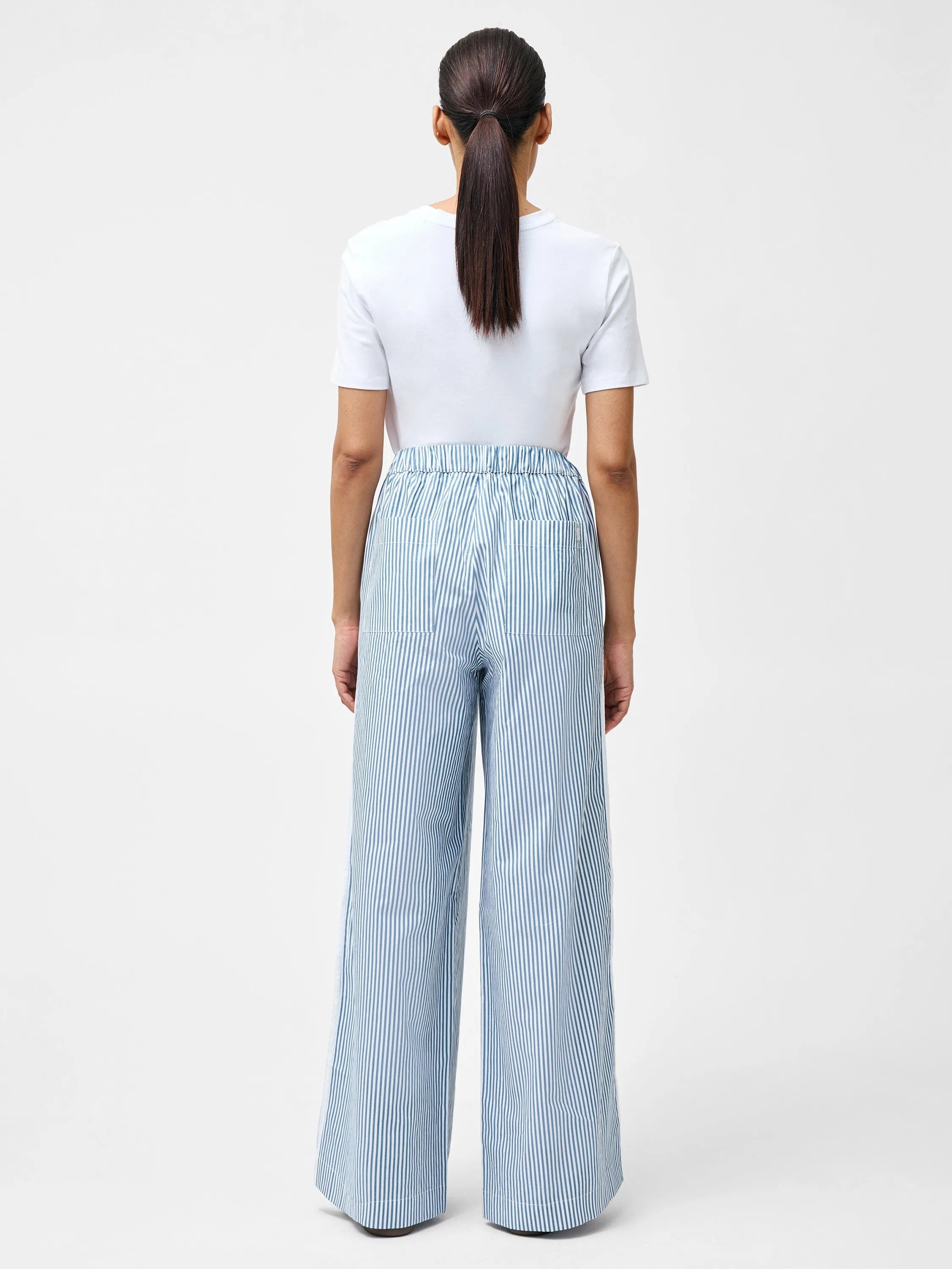 Cambria Cotton Striped Wide Leg Trousers