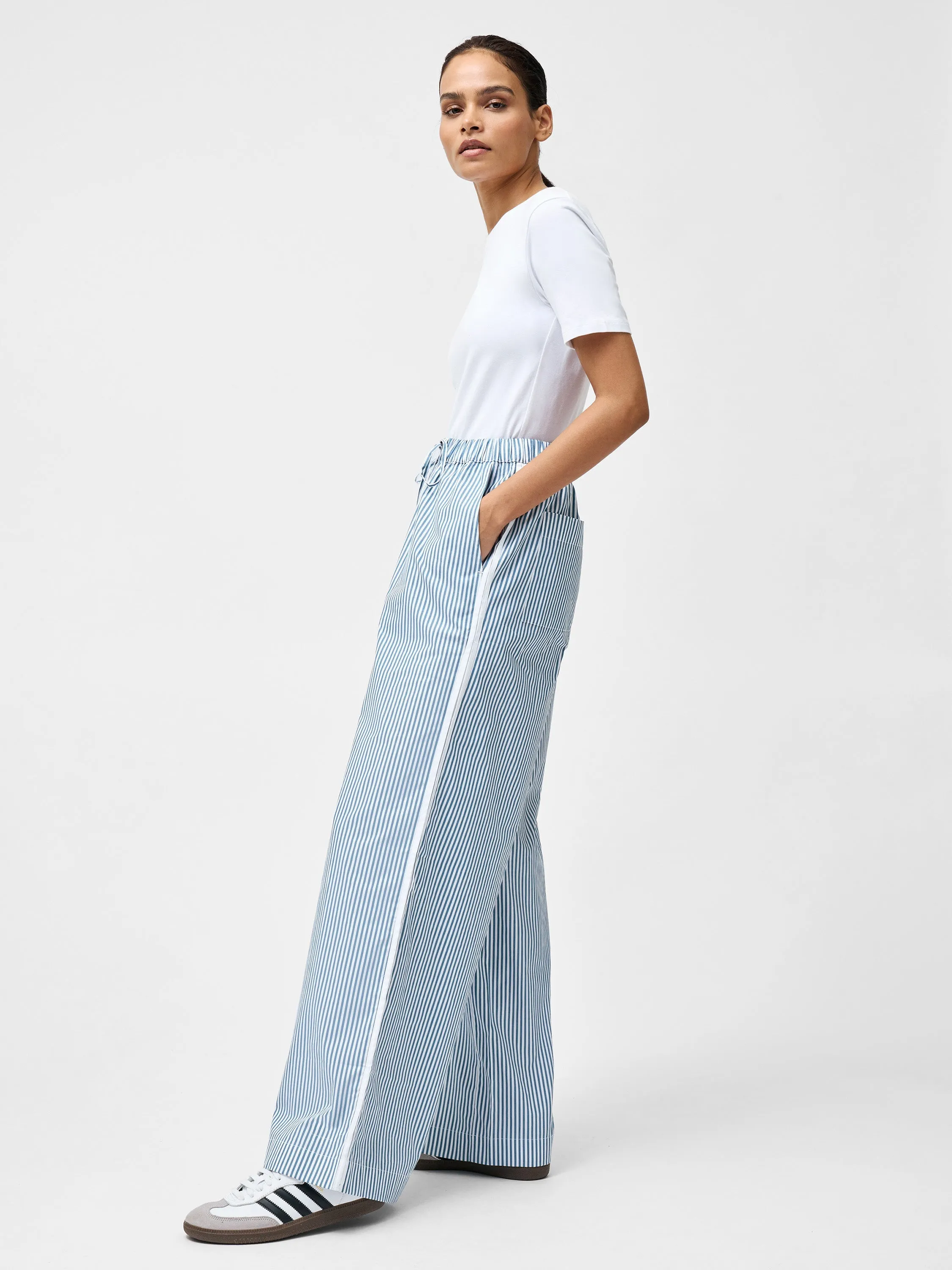 Cambria Cotton Striped Wide Leg Trousers