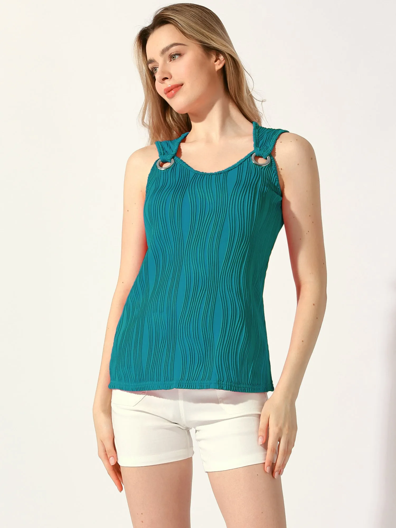 Casual Strap Loose Fit Sleeveless Textured Summer Tank Top