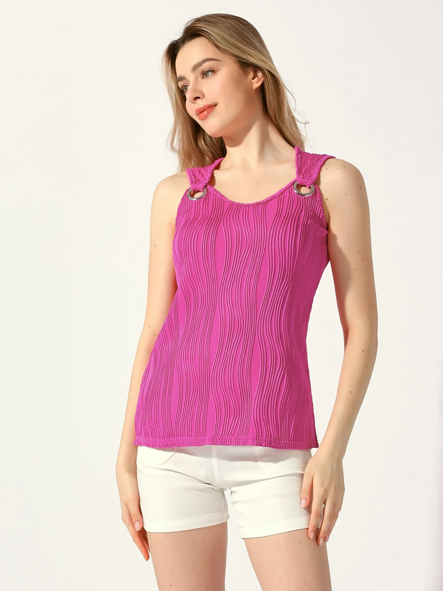 Casual Strap Loose Fit Sleeveless Textured Summer Tank Top