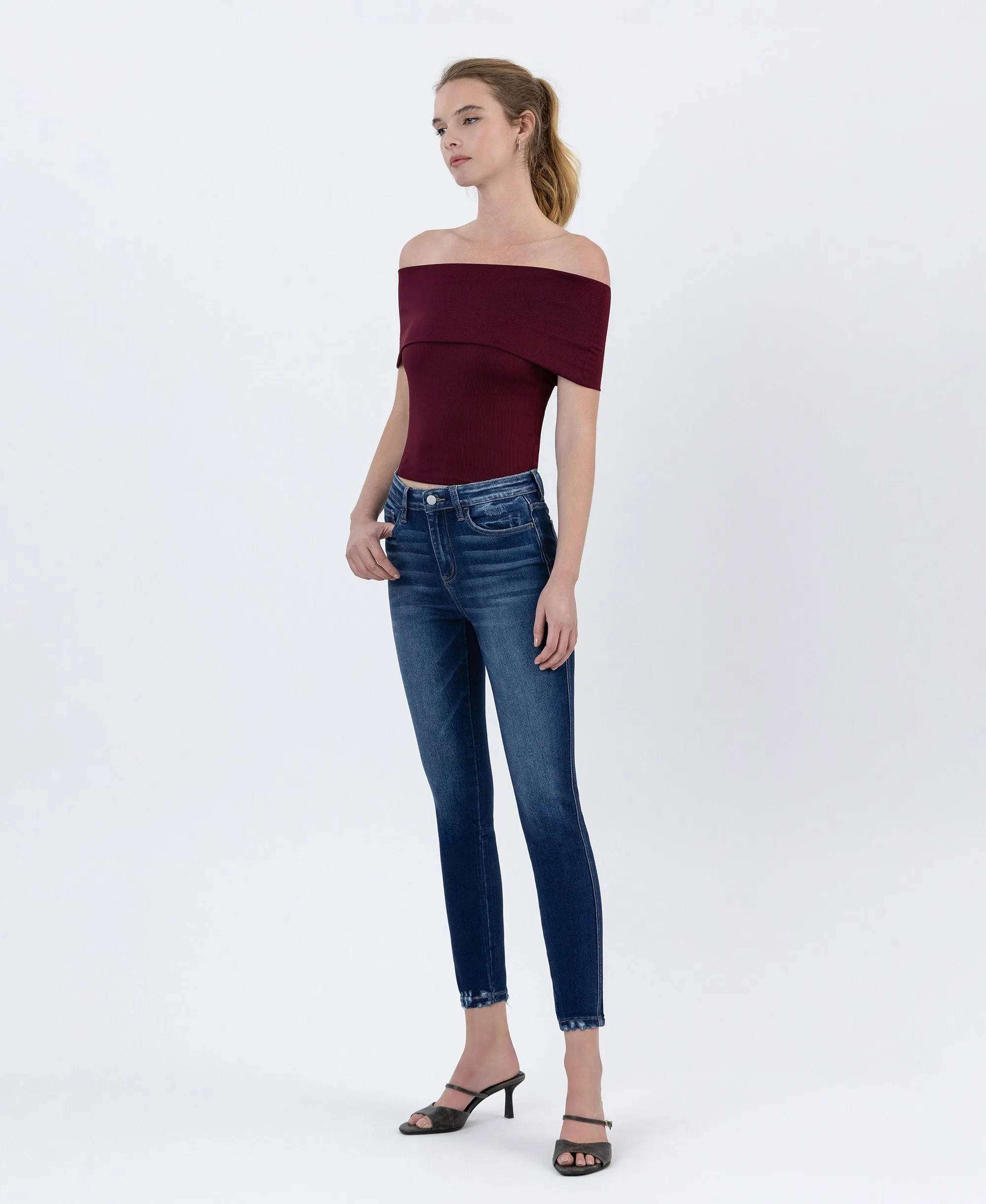 Catch the Breeze - High Rise Forward Outseam Crop Skinny Jeans
