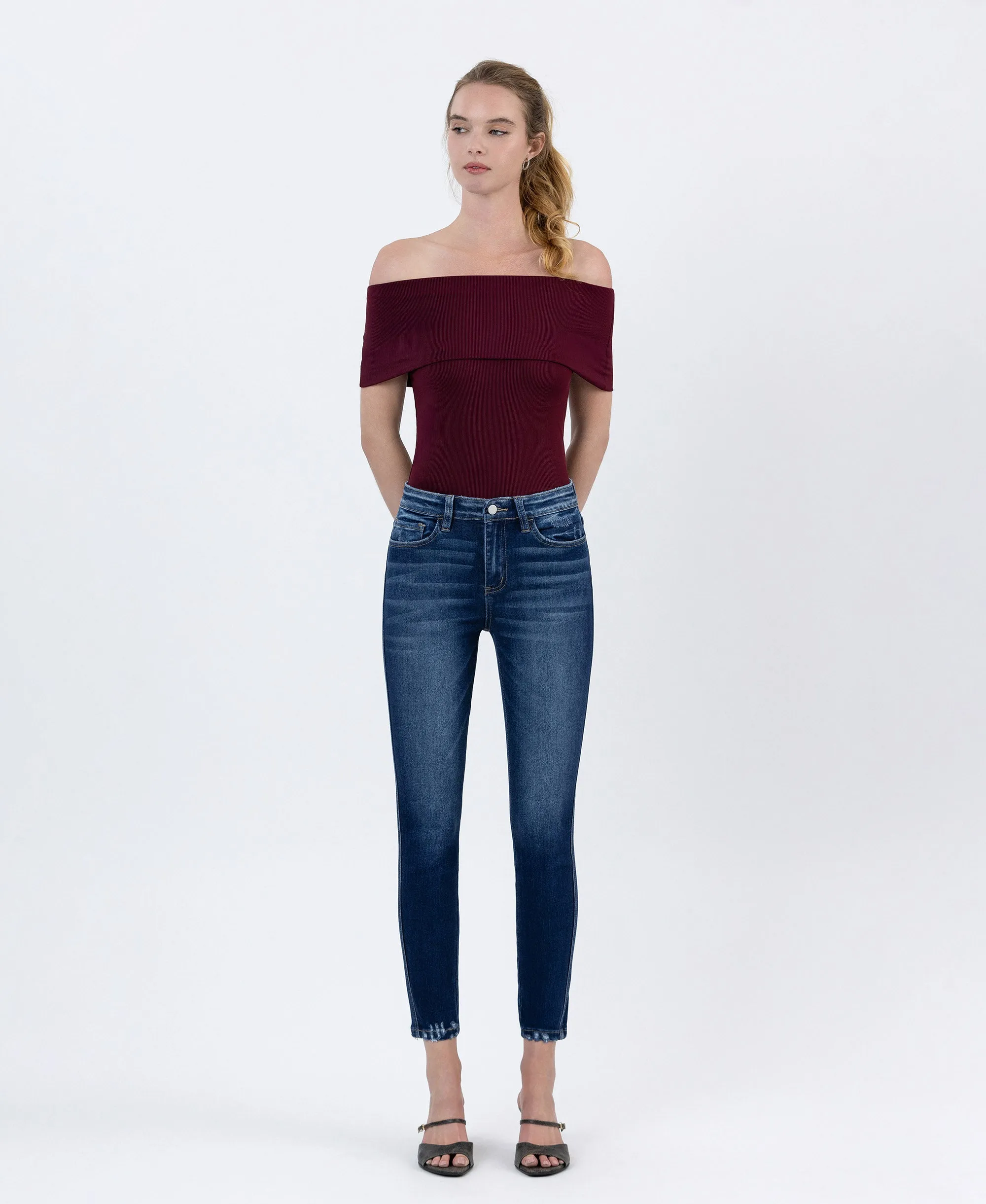 Catch the Breeze - High Rise Forward Outseam Crop Skinny Jeans