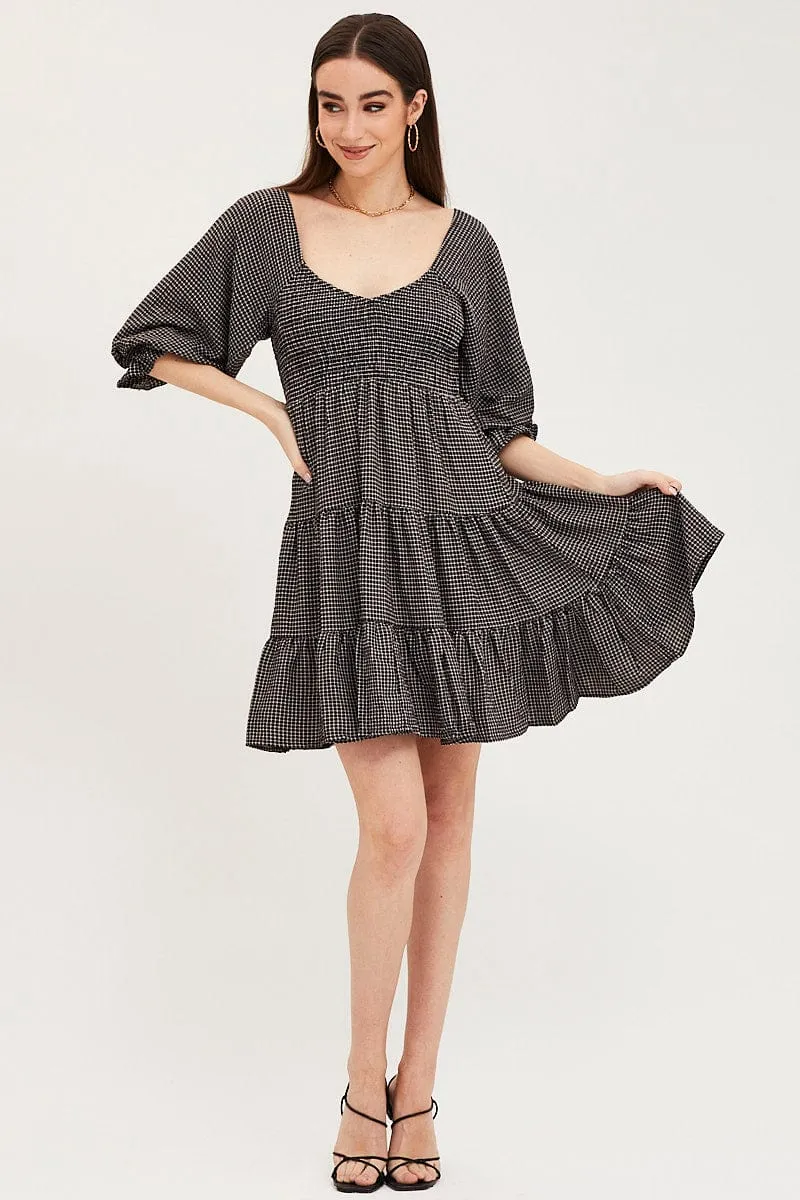 Check Mini Dress Short Sleeve