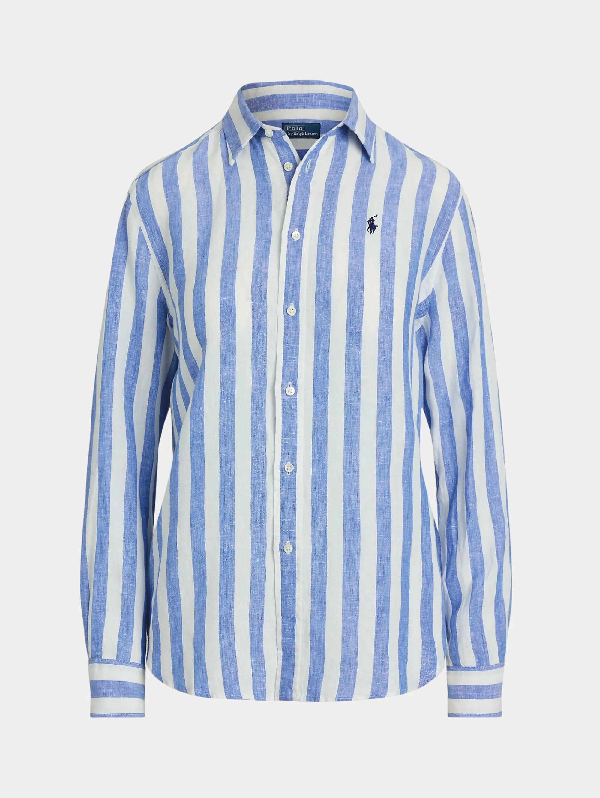 Classic Fit Striped Linen Shirt Blue/White