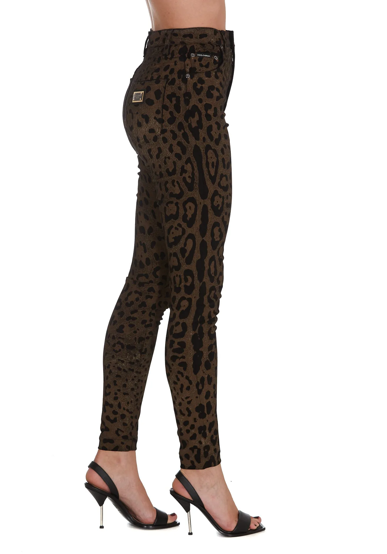 Dolce & Gabbana Leopard Print Slim-Fit Jeans