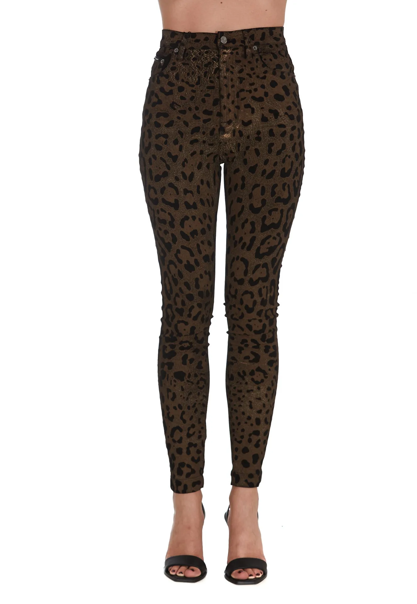 Dolce & Gabbana Leopard Print Slim-Fit Jeans