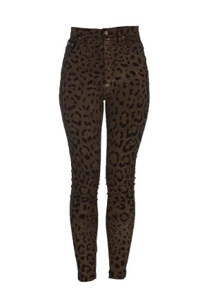 Dolce & Gabbana Leopard Print Slim-Fit Jeans
