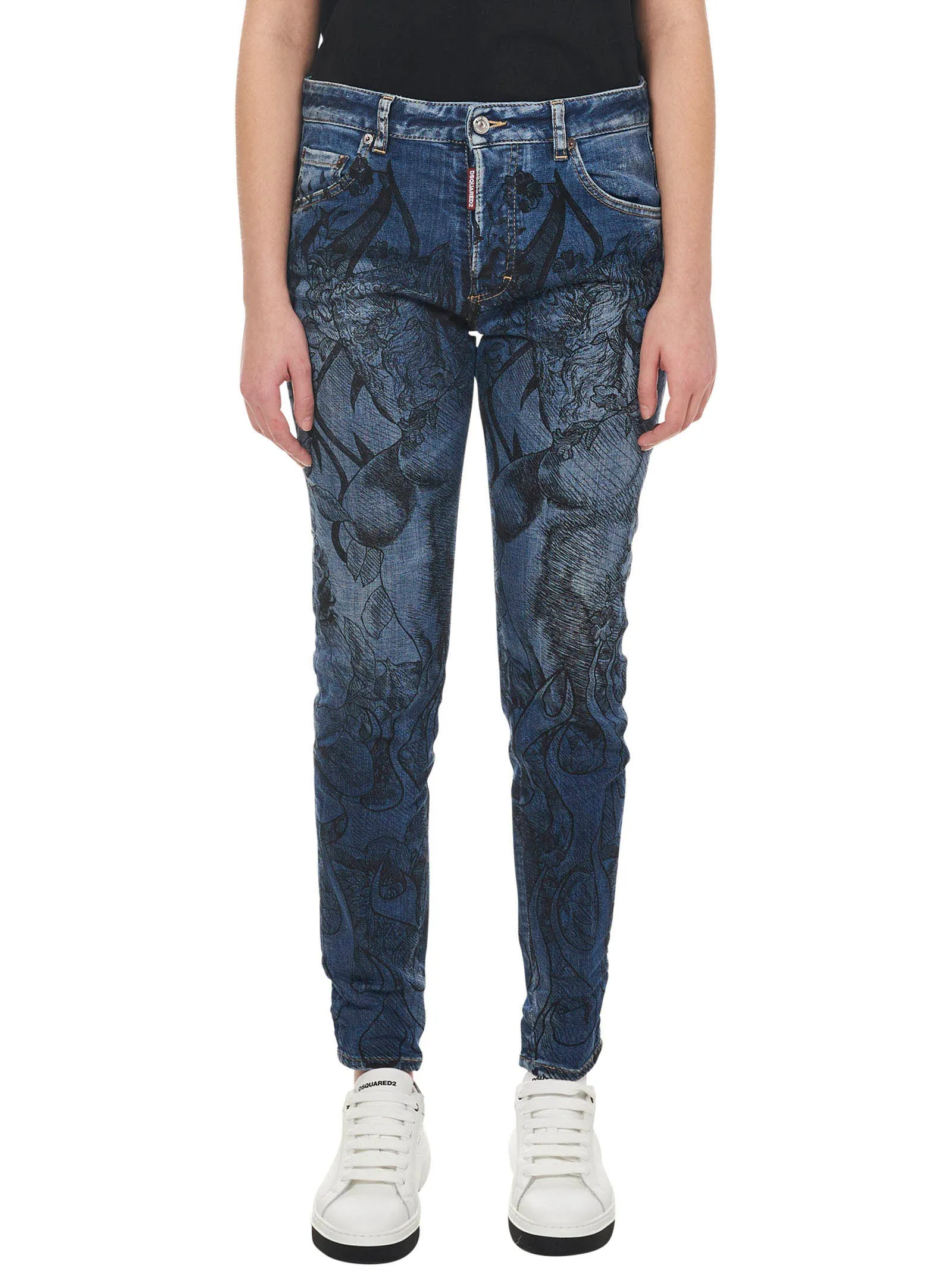 Dsquared2 Graphic Embroidered Slim-Fit Jeans