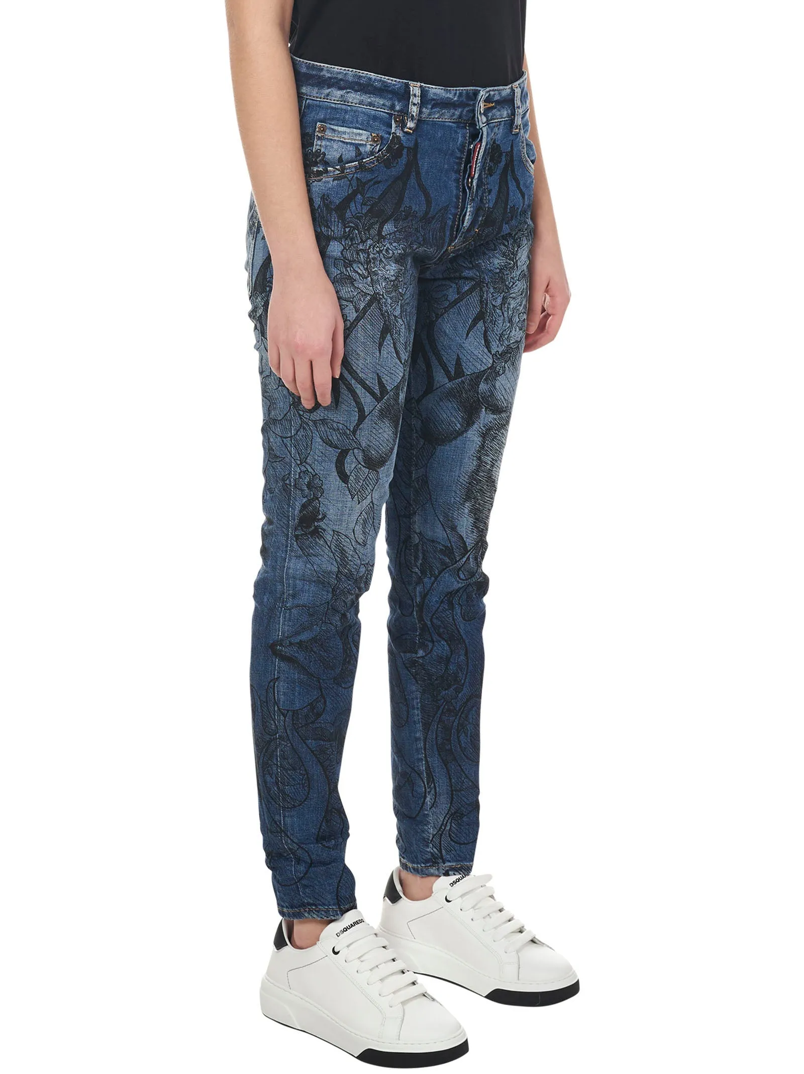 Dsquared2 Graphic Embroidered Slim-Fit Jeans