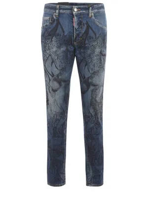 Dsquared2 Graphic Embroidered Slim-Fit Jeans
