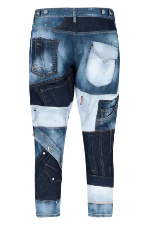Dsquared2 Patchwork Slim-Cut  Cropped Jeans