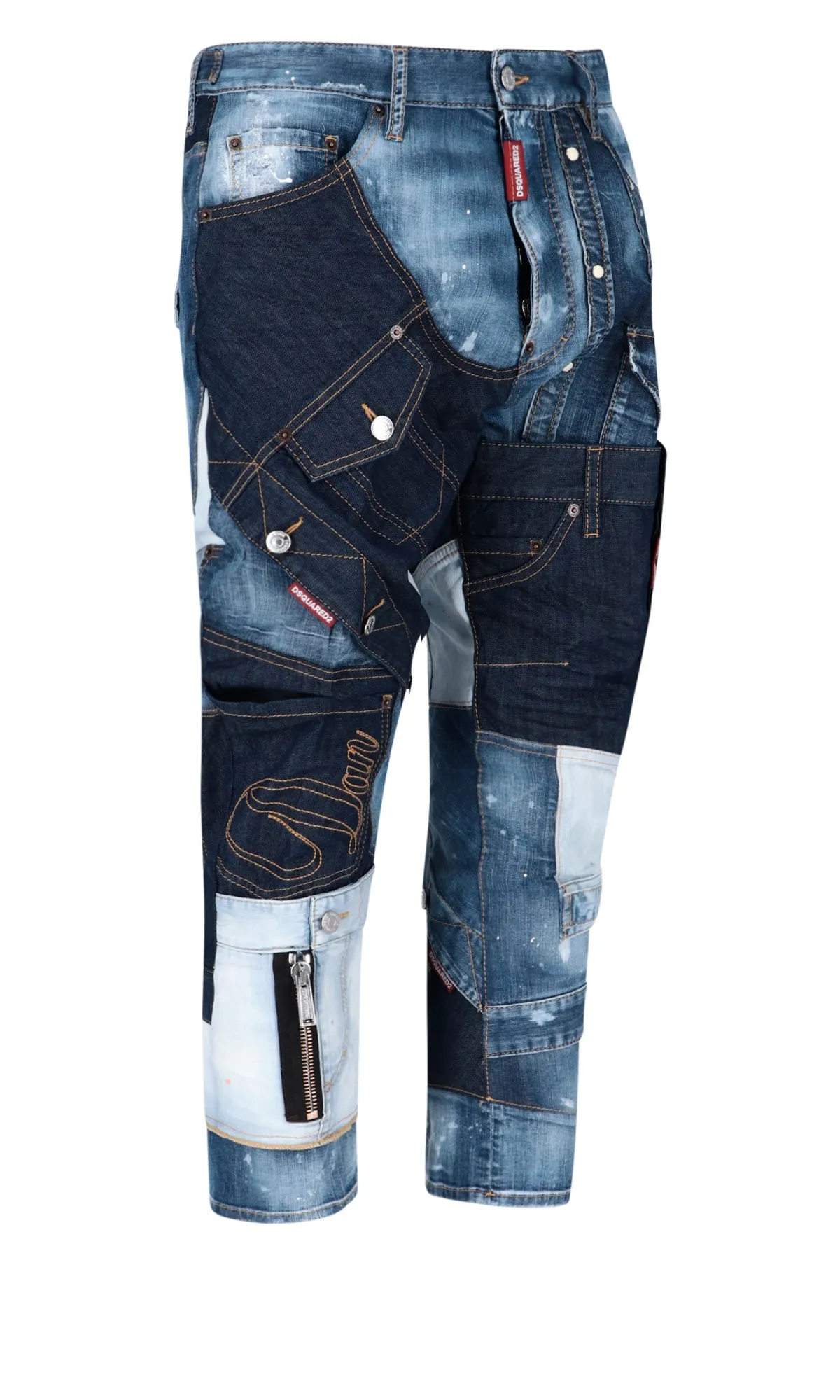Dsquared2 Patchwork Slim-Cut  Cropped Jeans