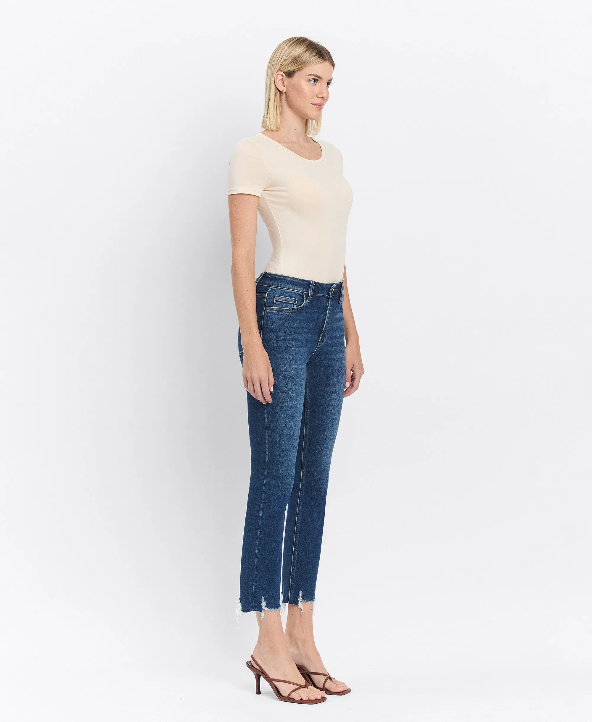 Effusive - High Rise Crop Slim Straight Jeans