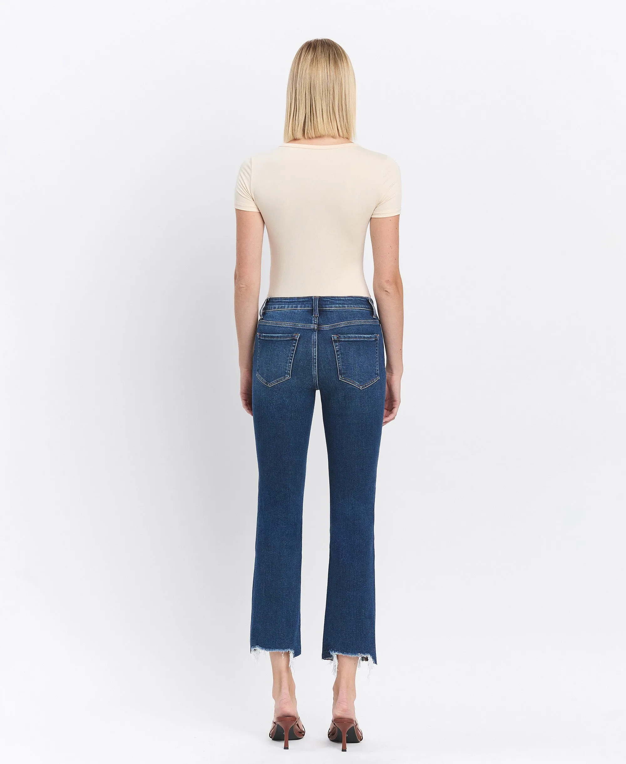 Effusive - High Rise Crop Slim Straight Jeans