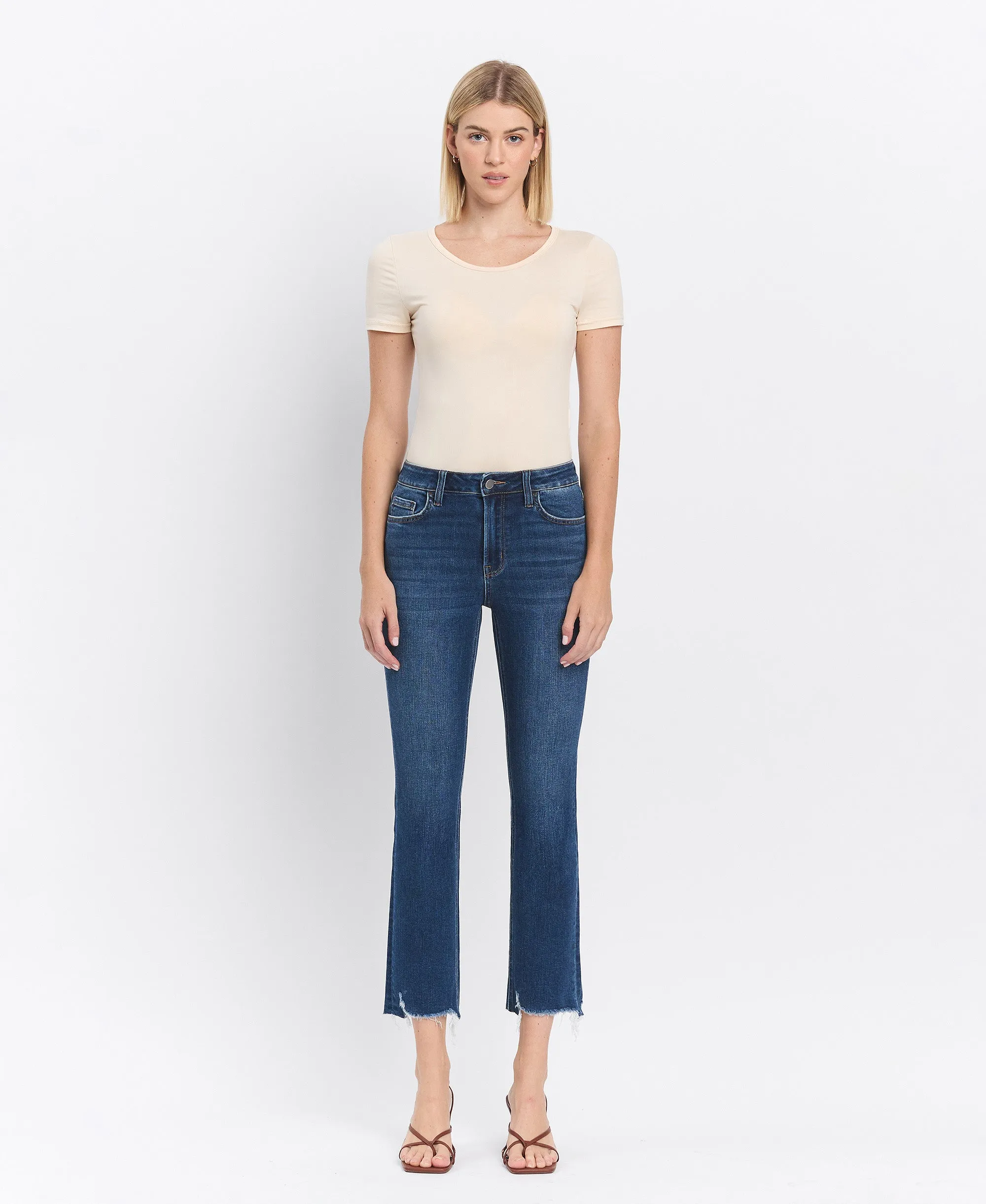 Effusive - High Rise Crop Slim Straight Jeans