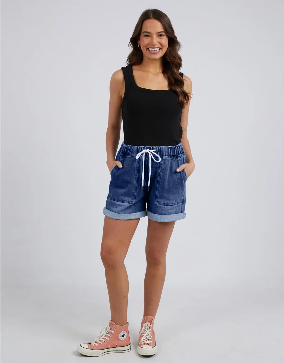 Emma Relaxed Denim Short - Dark Blue Wash