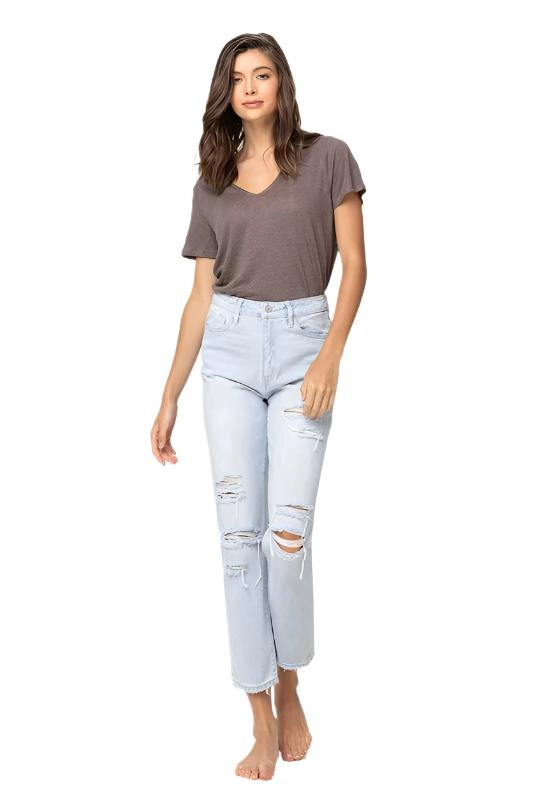 Flying Monkey Vervet SUPER HIGH RISE DISTRESSED CROP STRAIGHT