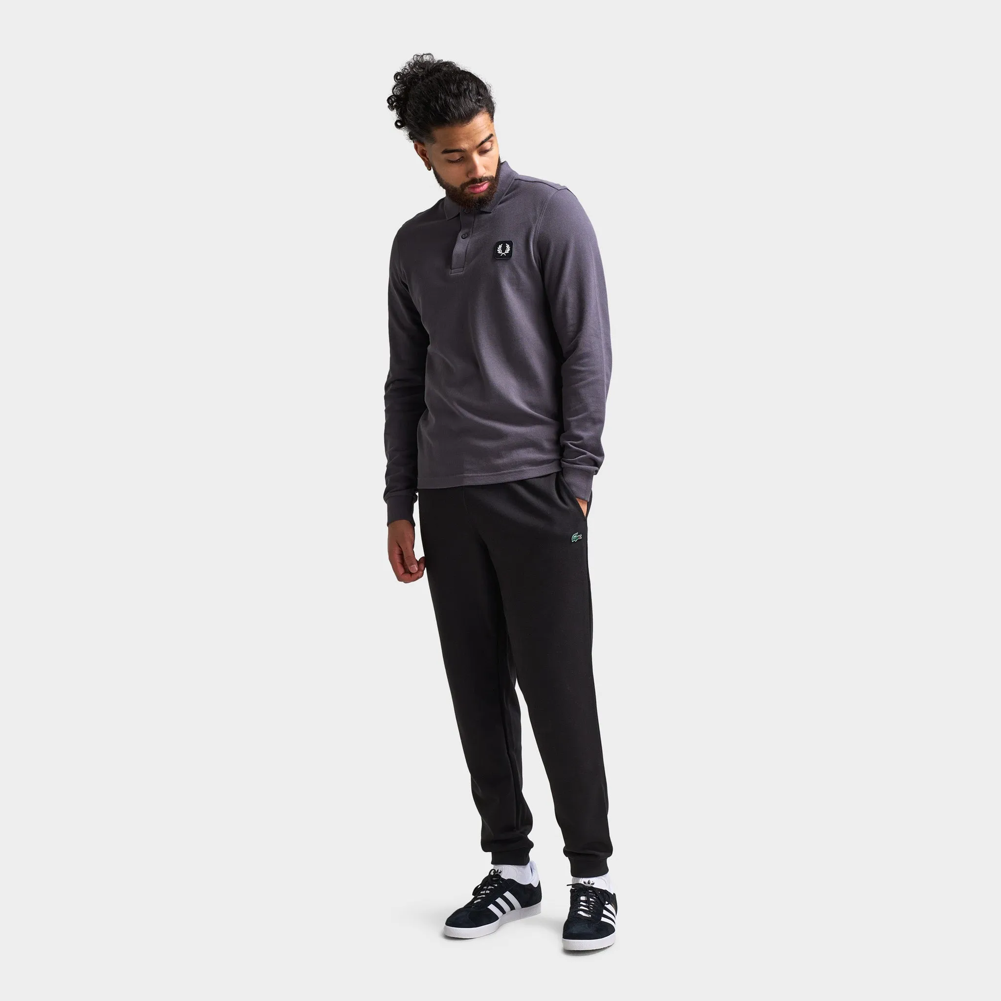 Fred Perry Badge Long Sleeve Polo / Gunmetal