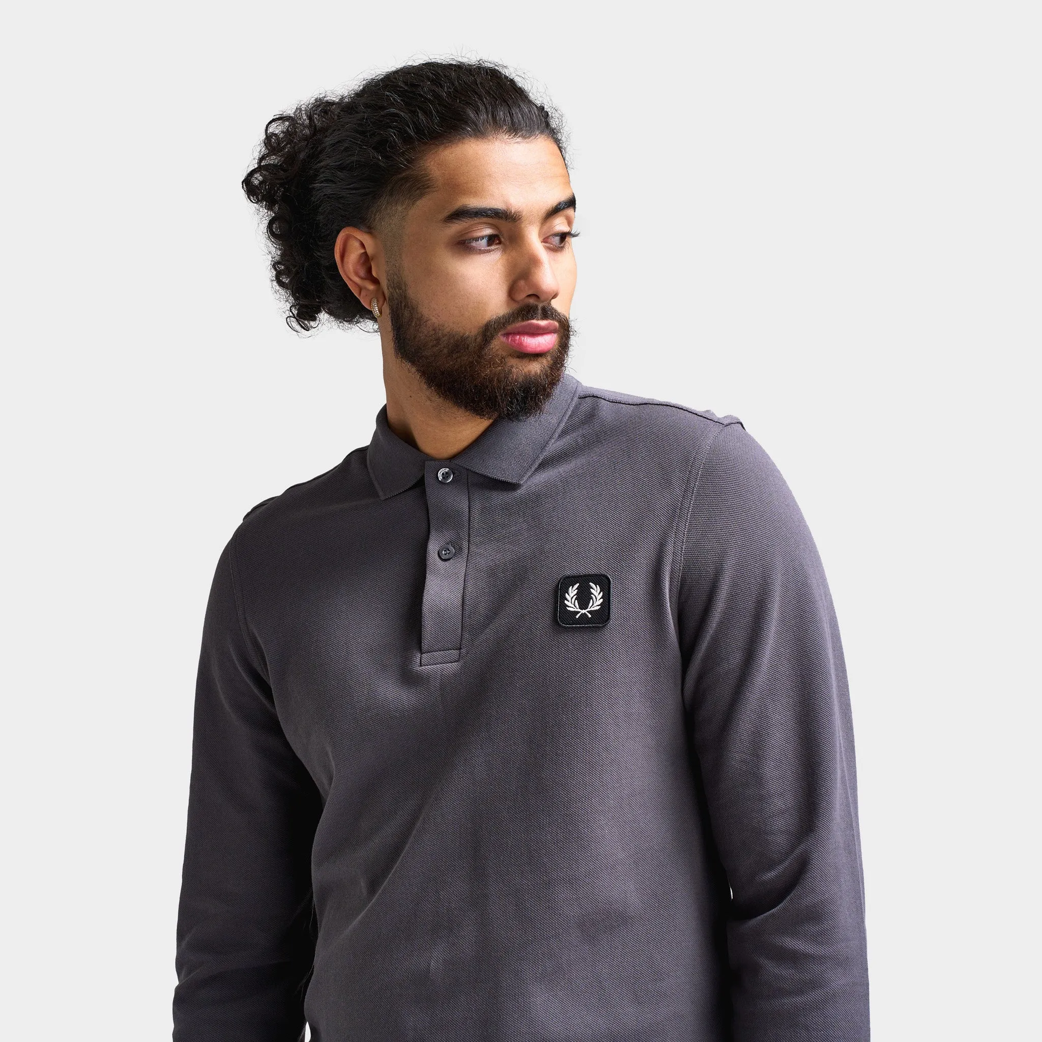 Fred Perry Badge Long Sleeve Polo / Gunmetal