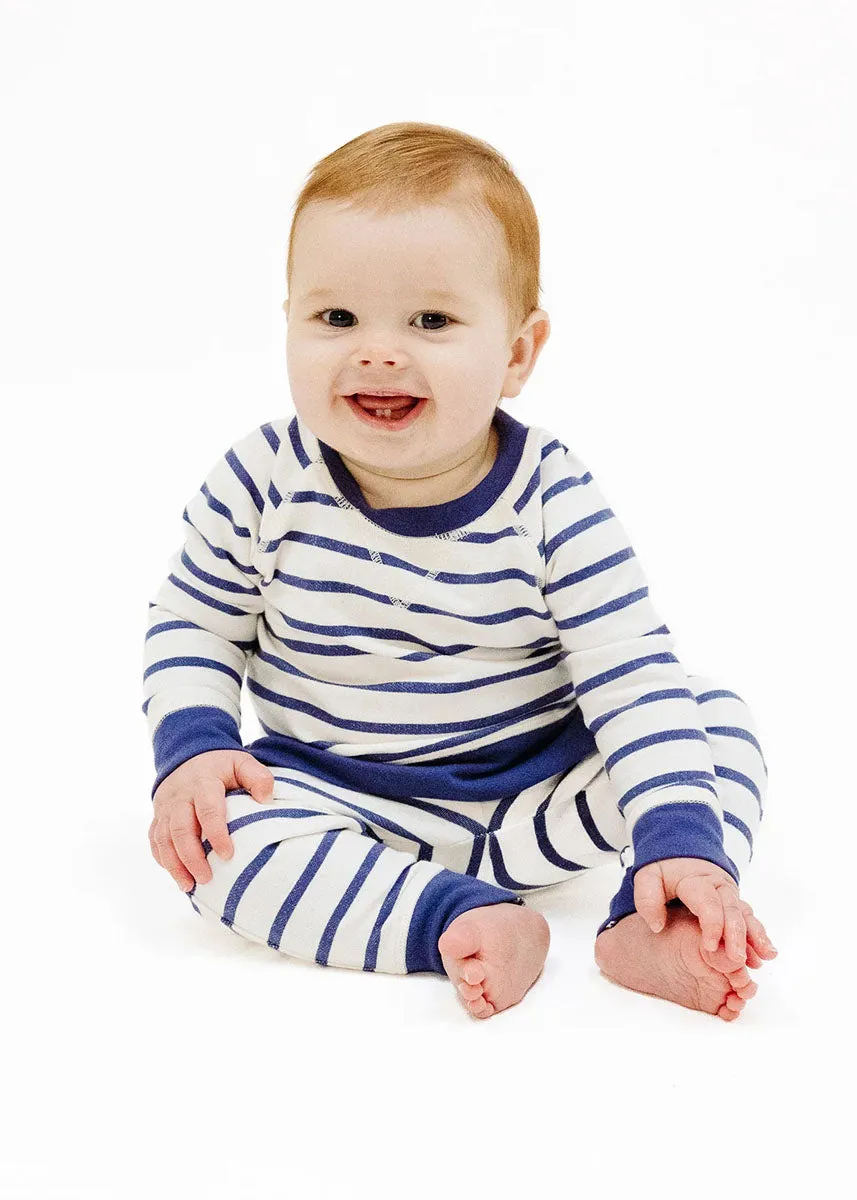 French Terry Sweatshirt & Jogger Set - Navy Stripe