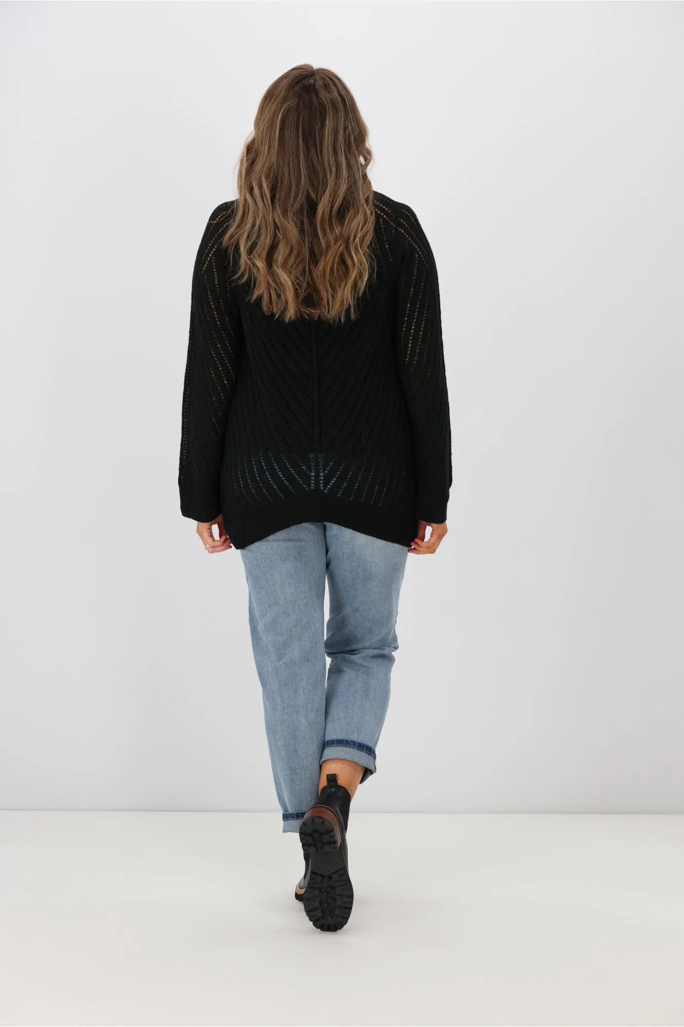 Gloss by Shine On Niamh Angle Crochet Sweater Black