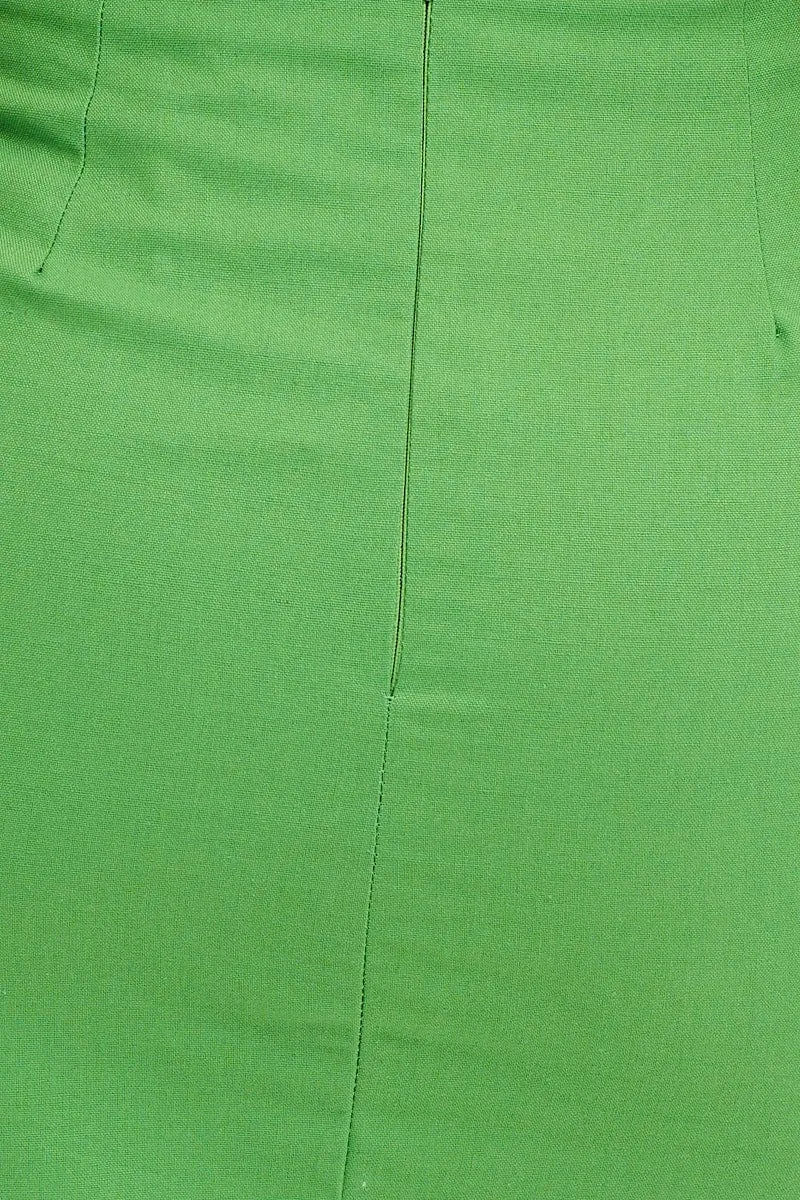 Green Front Tie Midi Skirt