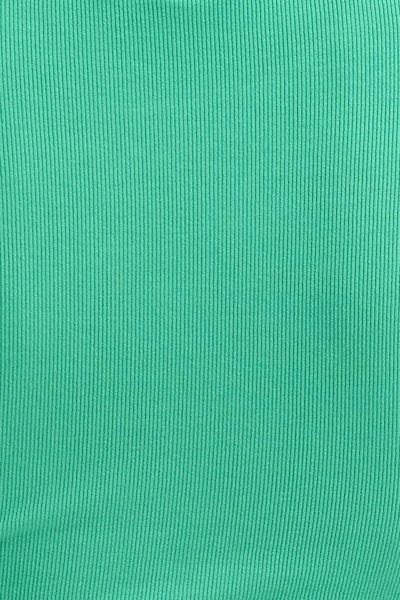 Green Jersey Top Ribbed