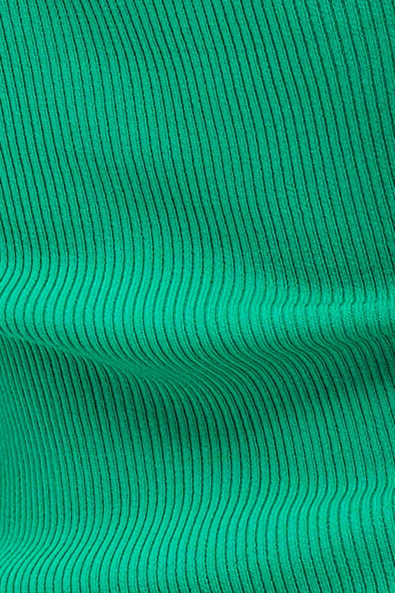 Green Round Neck Rib Knit Tank Top