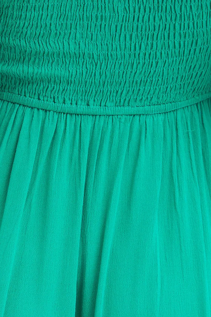 Green Skater Dress Short Sleeve Mini