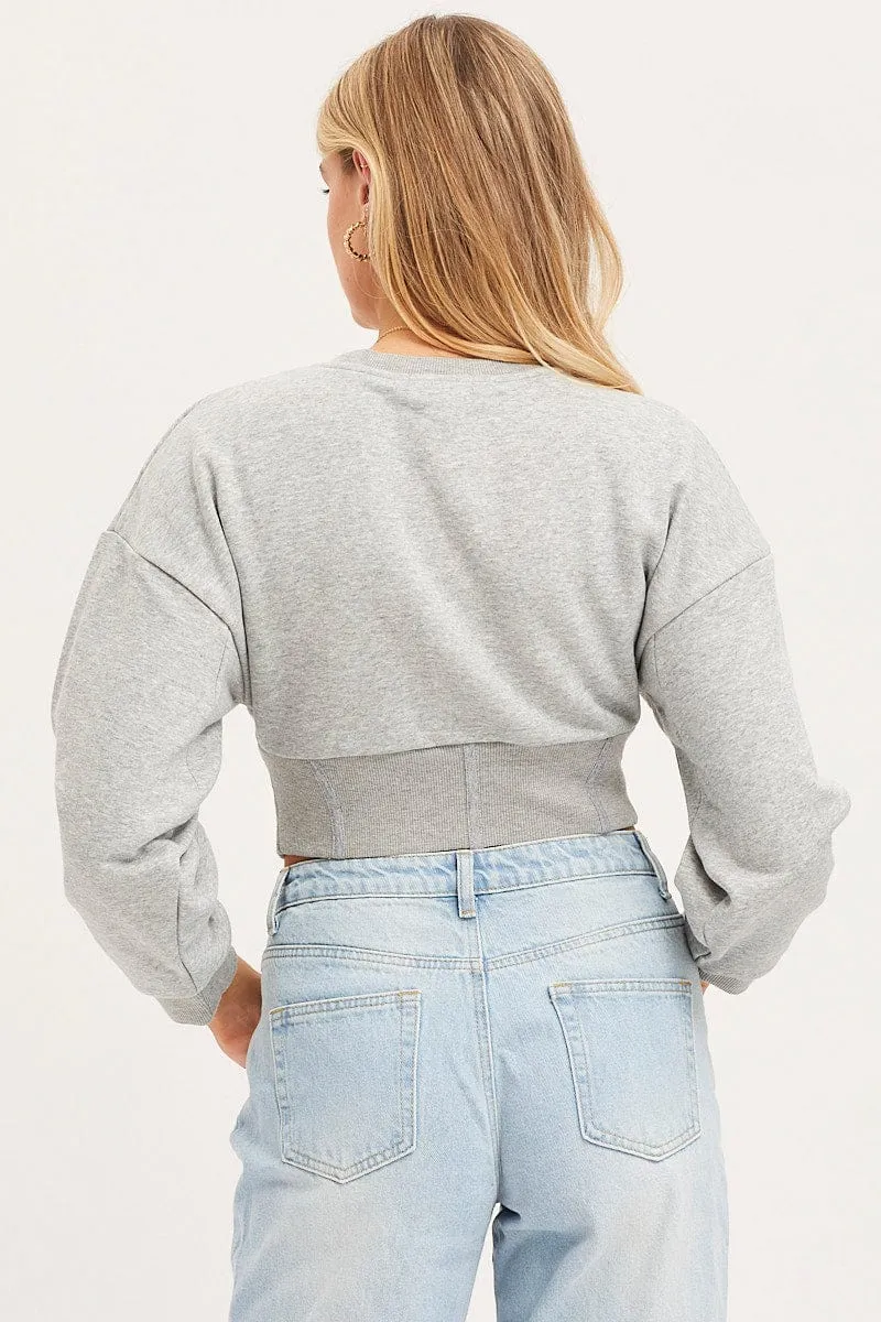 Grey Corset Jumper Long Sleeve
