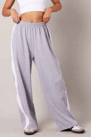 Grey Track Pants Wide Leg Pants