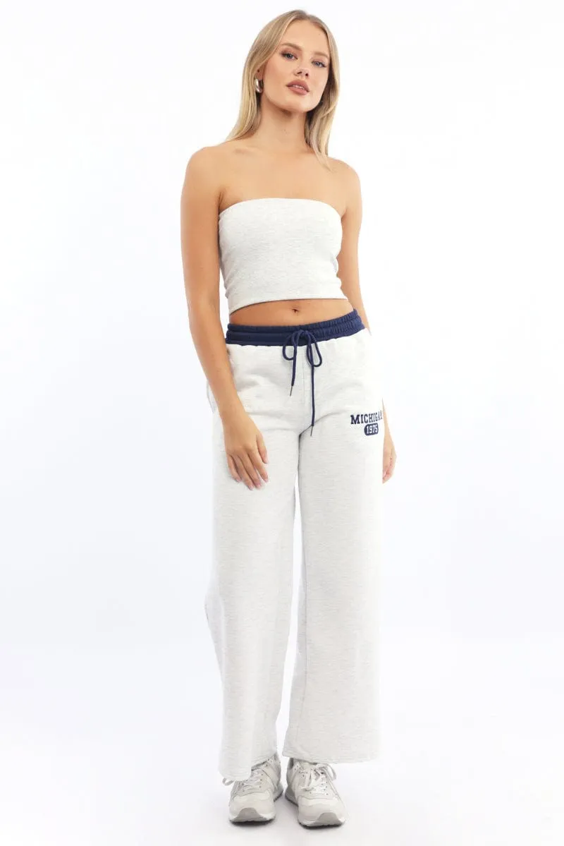 Grey Track Pants Wide Leg