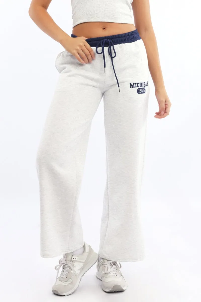 Grey Track Pants Wide Leg