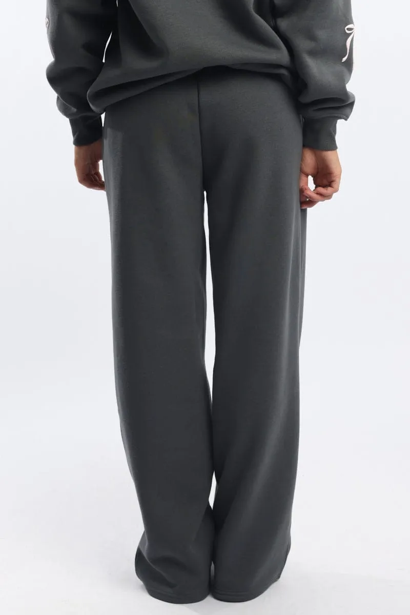 Grey Track Pants Wide Leg