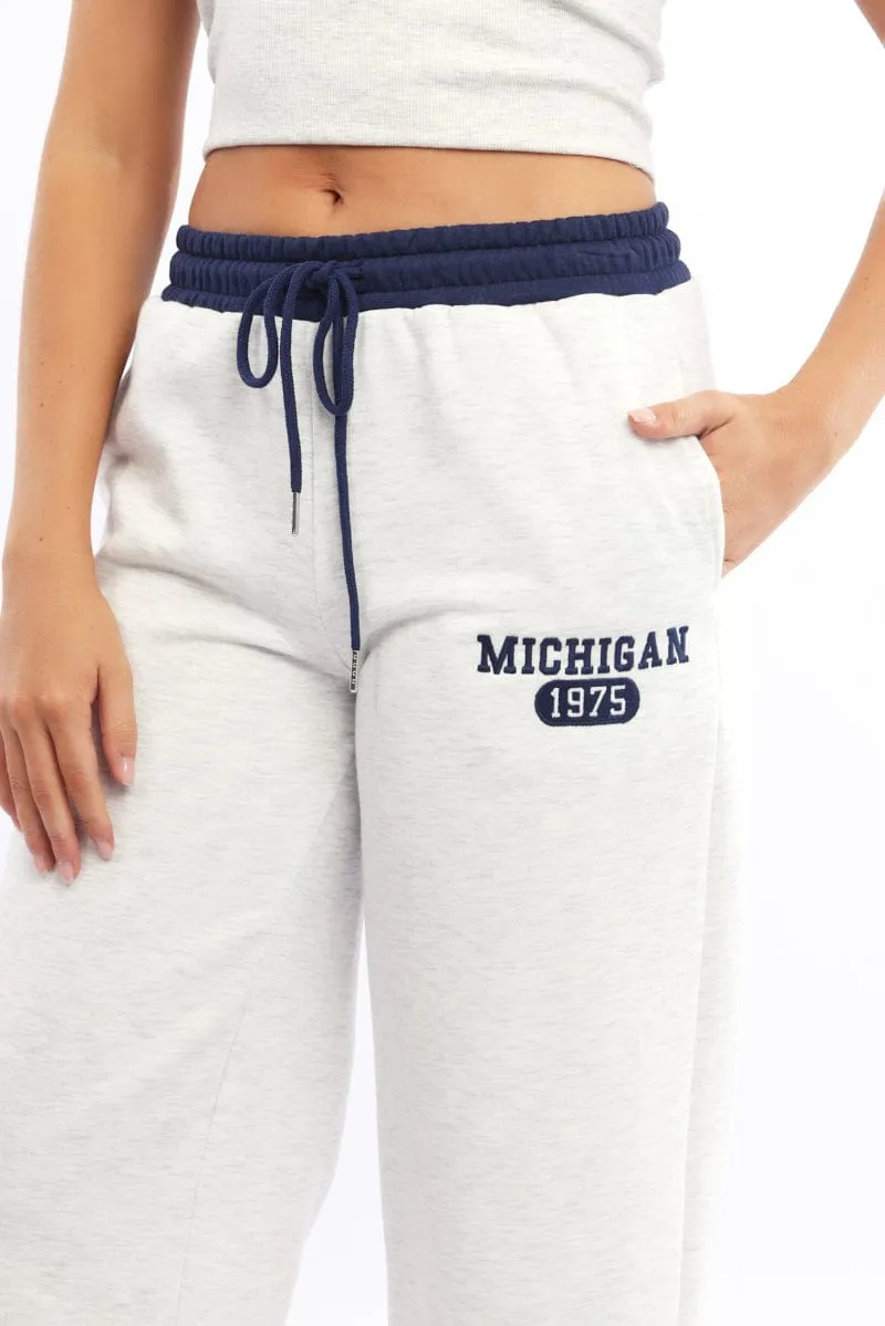Grey Track Pants Wide Leg