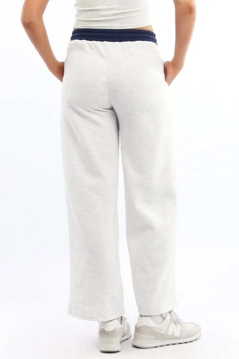 Grey Track Pants Wide Leg