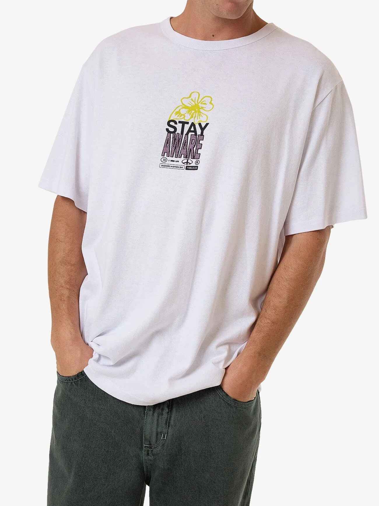 Hemp Stay Aware Merch Fit Tee - Lucent White
