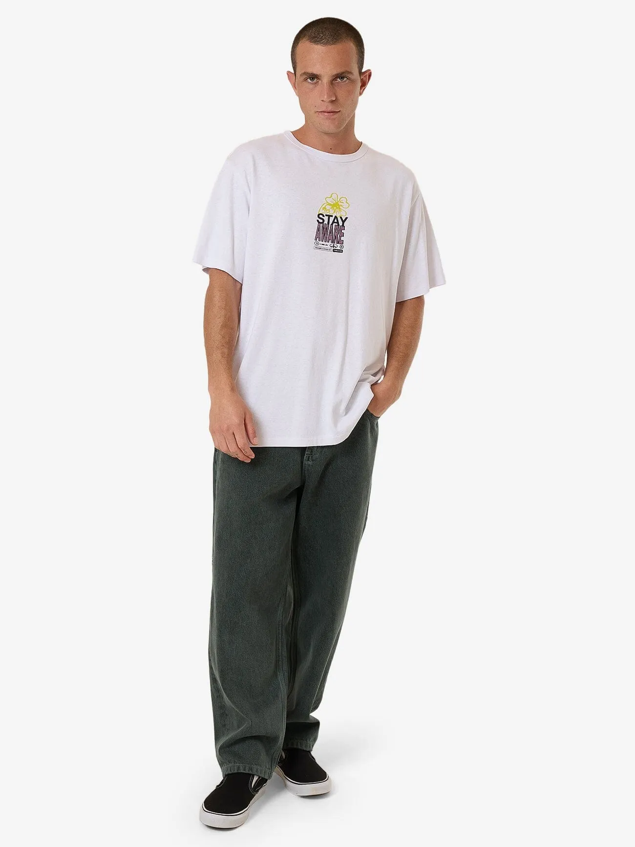 Hemp Stay Aware Merch Fit Tee - Lucent White